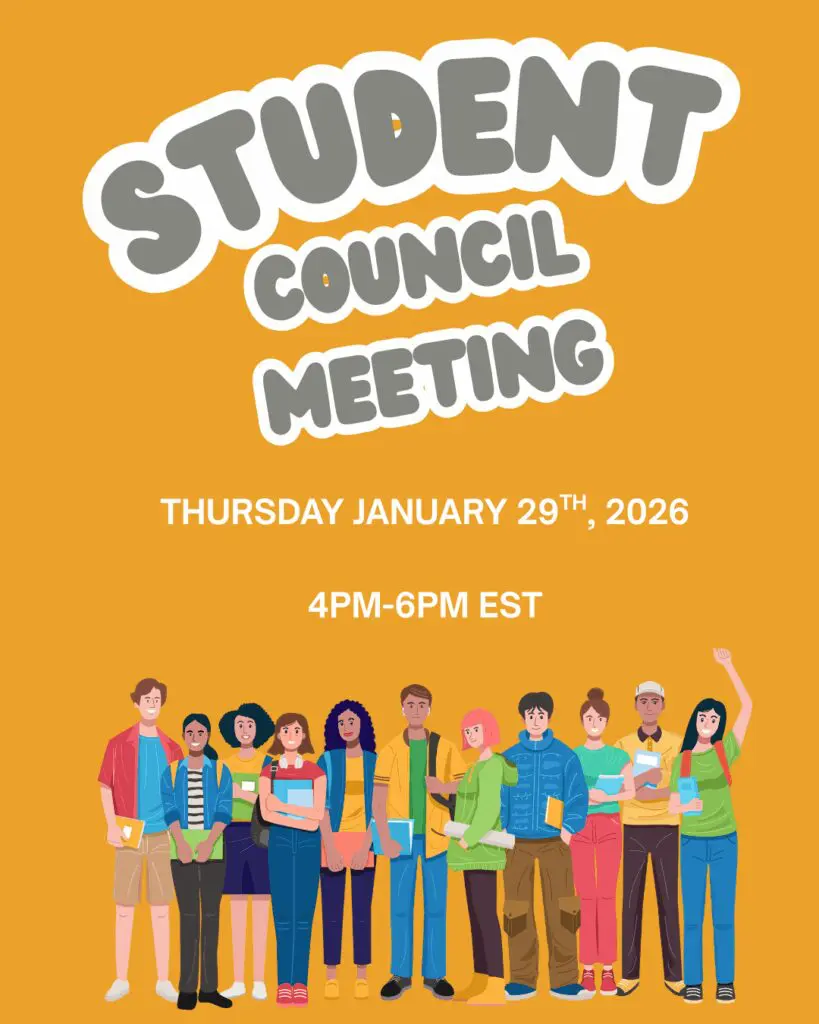 Thursday January 29th Student Council Meeting 4-6pm via zoom